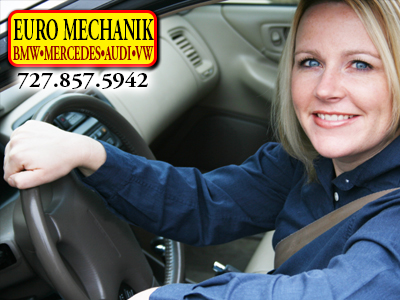 Photo of a Happy female driver with Euro Mechanik Logo